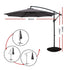 3M Cantilever Outdoor Umbrella Side Post Patio Parasol UV50+ Charcoal