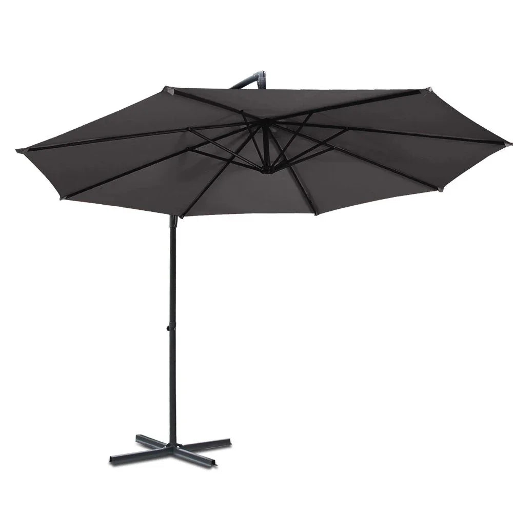 3M Cantilever Outdoor Umbrella Side Post Patio Parasol UV50+ Charcoal