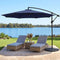 3M Cantilever Outdoor Umbrella Side Post Patio Parasol UV50+ Navy Steel Frame