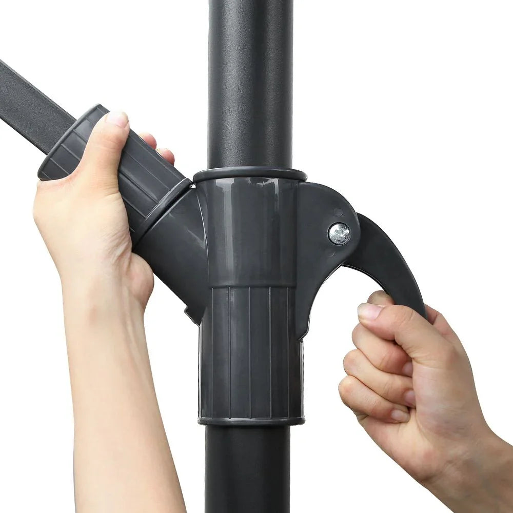 3M Cantilever Outdoor Umbrella Side Post Patio Parasol UV50+ Navy Steel Frame