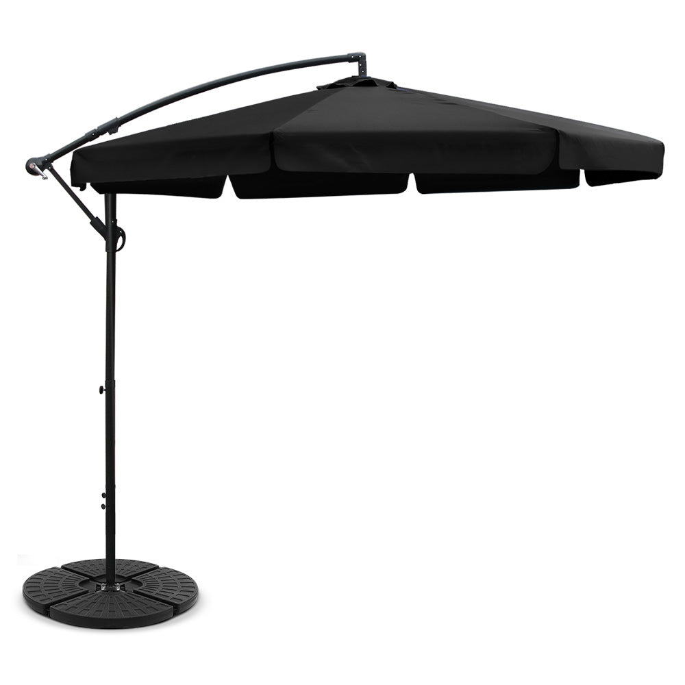 3m Outdoor Umbrella w/Base Cantilever Garden Patio Beach Black