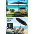 Instahut 2.7m Outdoor Patio Umbrella with Base Tilt Crank UPF50+ Shade Black