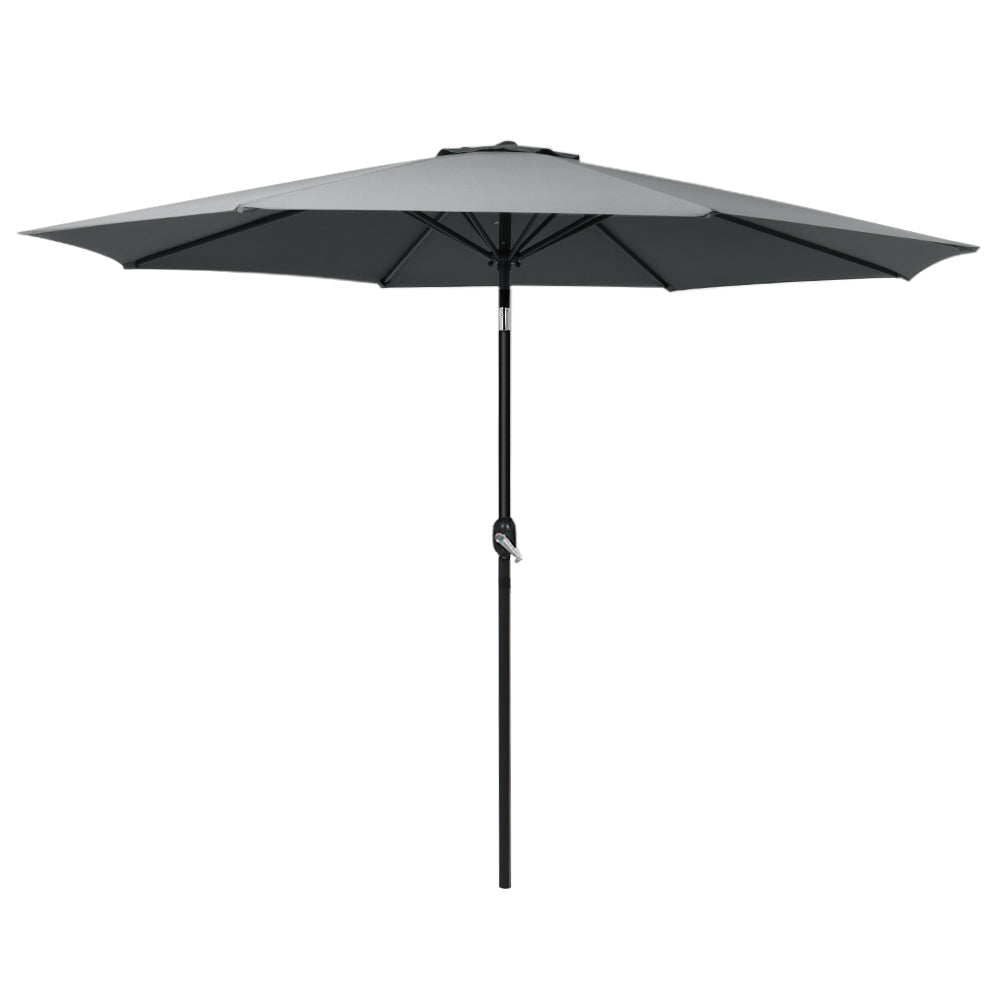 3m Outdoor Umbrella Beach Pole Garden Patio Tilt Charcoal