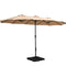 Instahut 4.57m Double-Sided Outdoor Patio Umbrella with Base UPF50+ Crank Beige