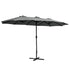 4.57m Outdoor Umbrella Beach Pole Garden Tilt Charcoal