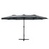 4.57m Outdoor Umbrella Beach Pole Garden Tilt Charcoal