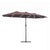 Instahut 4.57m Double-Sided Umbrella, Solar 48 LED, 12 Steel Ribs, Brown