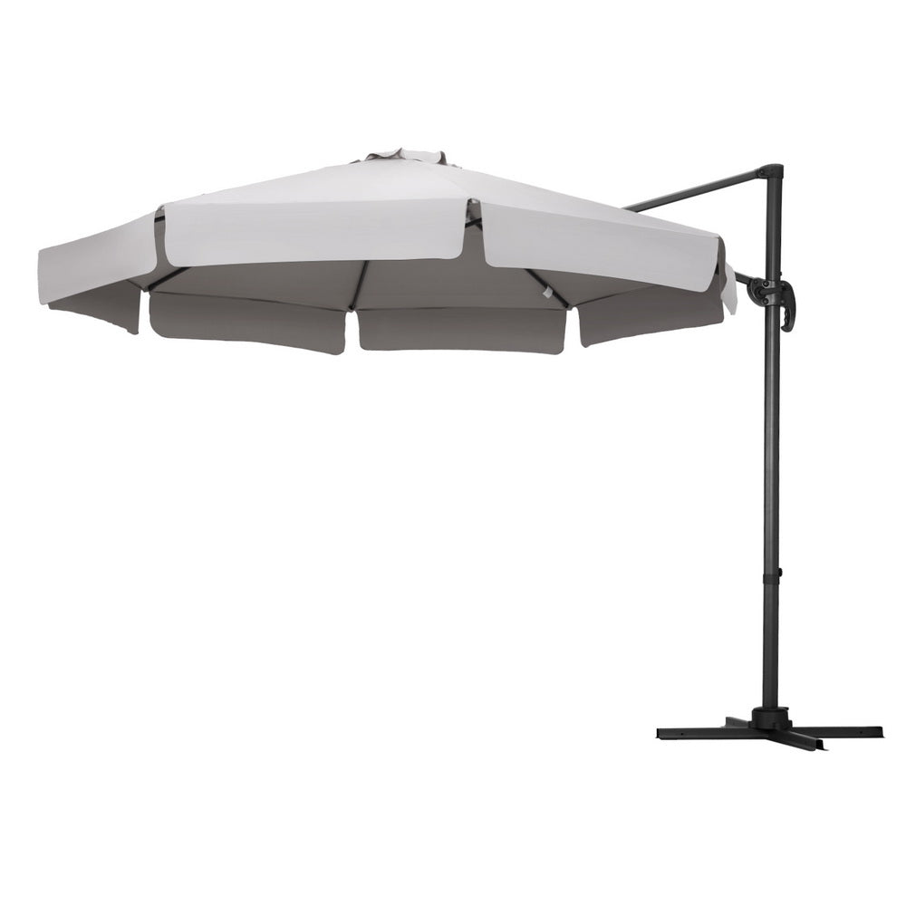 3m Outdoor Umbrella Cantilever 360 Degree Tilt Beach Roma Grey