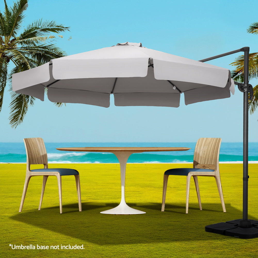 3m Outdoor Umbrella Cantilever 360 Degree Tilt Beach Roma Grey