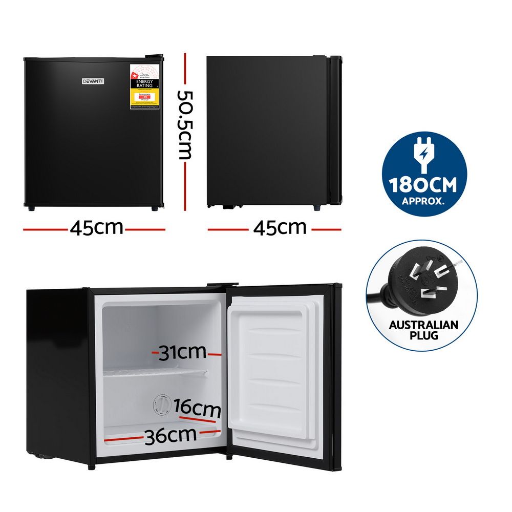 31L Upright Freezer – Compact Vertical Freezer, Black, Reversible Door