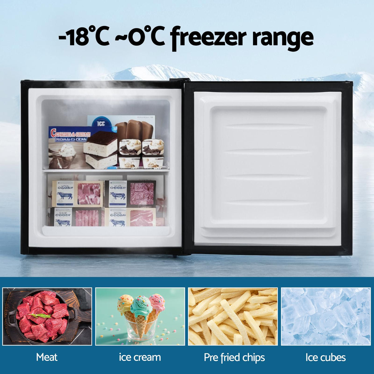 31L Upright Freezer – Compact Vertical Freezer, Black, Reversible Door