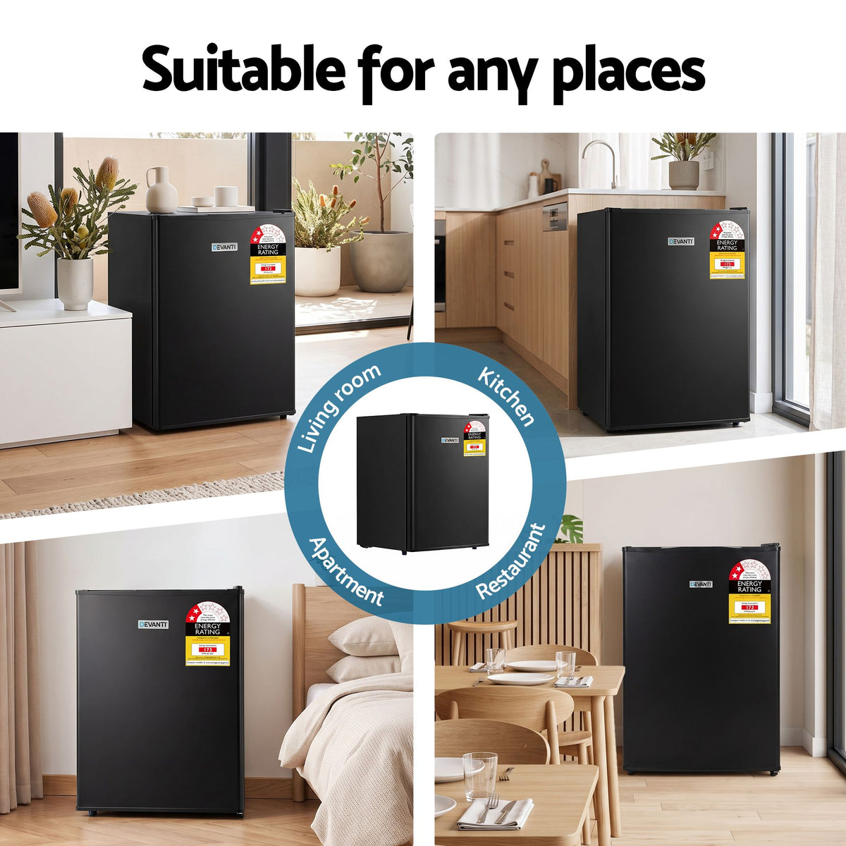Devanti 42L Upright Freezer Black, Compact Mini Freezer for Caravan & Office