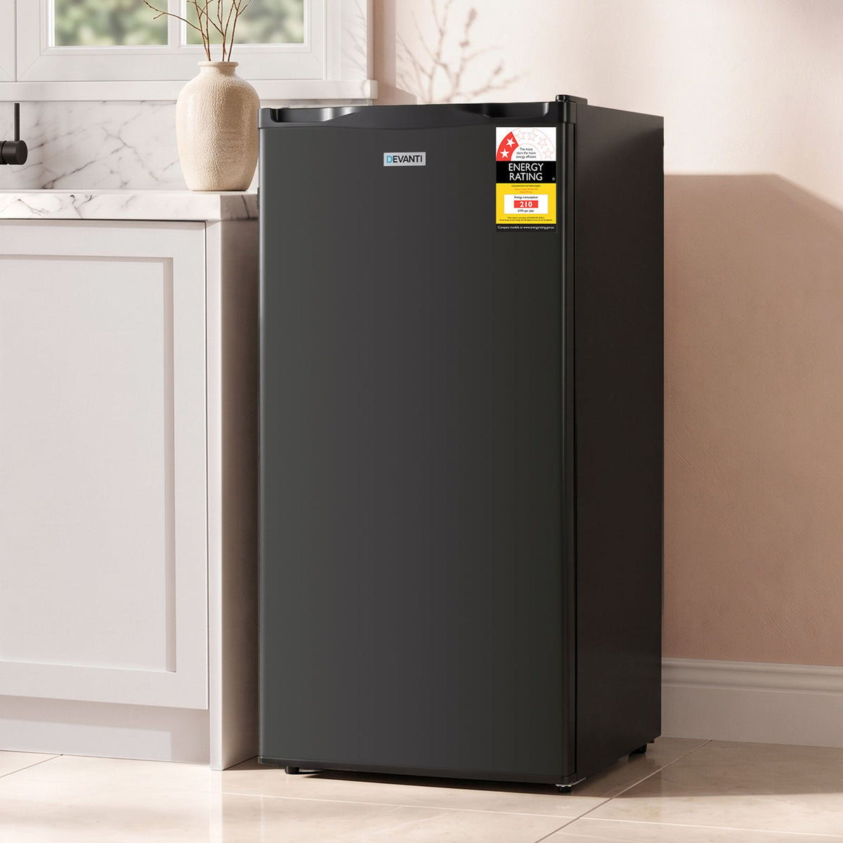 Devanti 81L Upright Freezer, Compact Bar Freezer with Drawer, Quiet & Freon-Free