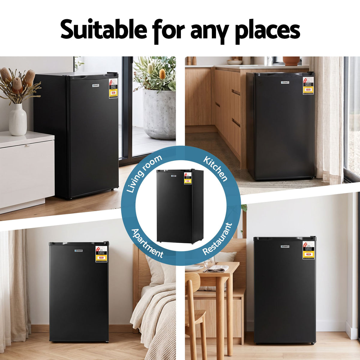 Devanti 81L Upright Freezer, Compact Bar Freezer with Drawer, Quiet & Freon-Free