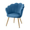 Artiss Shell Back Armchair – Velvet Accent Chair, Gold Legs, Thick Padding, Navy