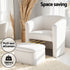 Armchair Accent Chair w/Ottoman Lounge Footrest Storage Boucle White