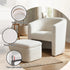 Armchair Accent Chair w/Ottoman Lounge Footrest Storage Boucle White