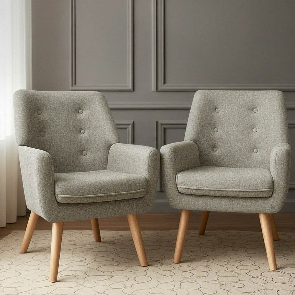 2X Armchair Lounge Chair Accent Tub Chair Beige ANNE