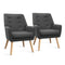 Artiss Anne Armchair Set of 2 with Tufted Back & Rubber Wood Legs – Charcoal