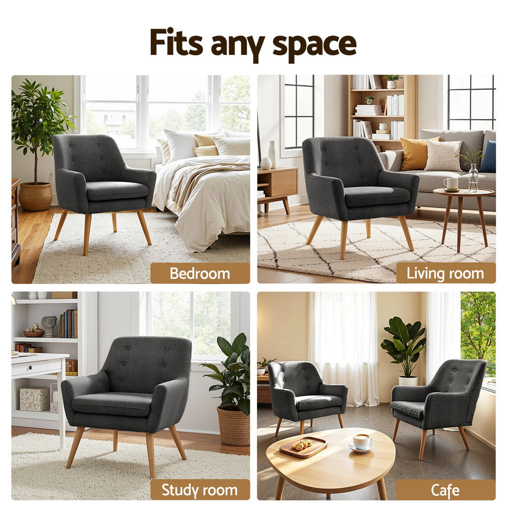2X Armchair Lounge Chair Accent Tub Chair Charcoal ANNE