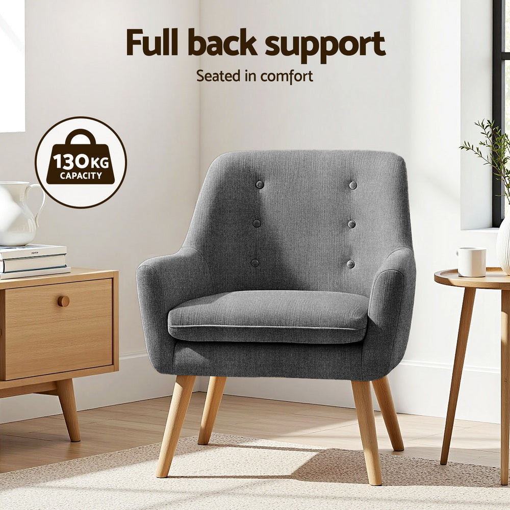 2X Armchair Lounge Chair Accent Tub Chair Grey ANNE