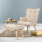 Artiss Lansar Armchair and Ottoman Set Beige Linen Scandinavian Accent Chair Footrest