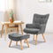 Artiss Scandinavian Armchair and Ottoman Grey Lounge Chair Faux Linen Accent Seat