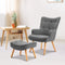 Artiss Scandinavian Armchair and Ottoman Grey Lounge Chair Faux Linen Accent Seat