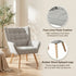 Cindy Armchair – Faux Linen Fabric, Rubberwood Legs, Grey