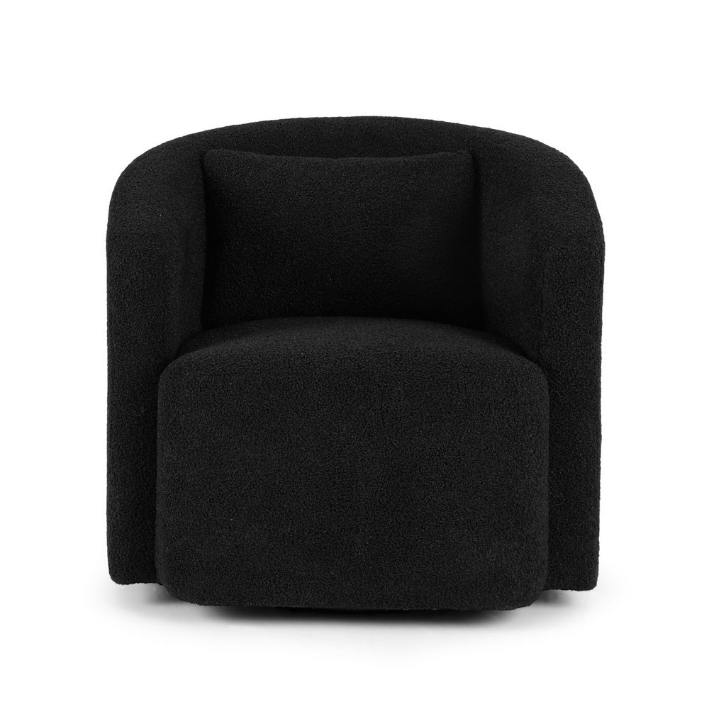 Round Swivel Armchair Sherpa Fleece Black
