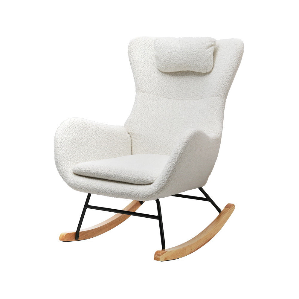 Artiss Rocking Chair Armchair Pillow Boucle White