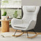 Artiss Teddy Fabric Rocking Chair White Nursing Armchair with Pillow