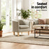 Artiss Abby Armchair Linen Accent Chair Beige Wooden Frame Extra Thick Foam