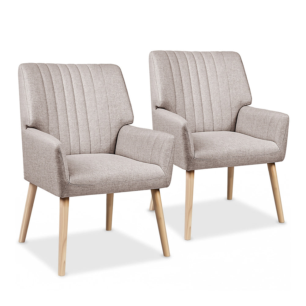 2X Armchair Faux Fabric Beige