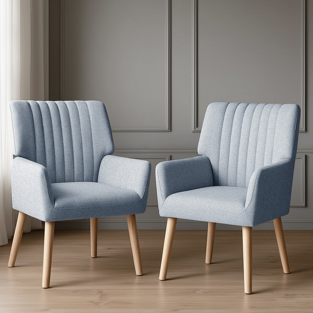 2X Armchair Fabric Blue Grey