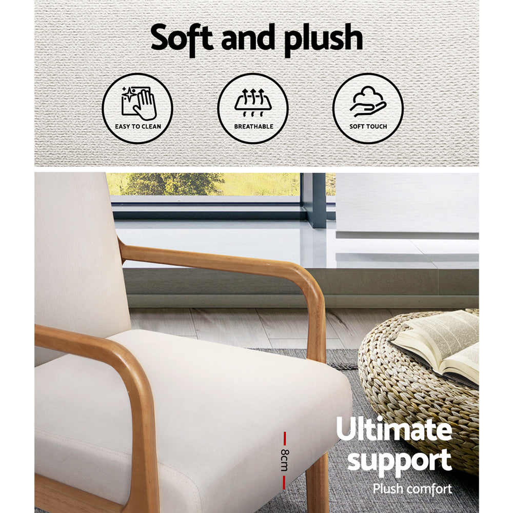 2X Armchair Faux Fabric Beige