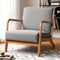 Artiss Olive Accent Armchair – Faux Fabric, Thick Padding, Rubberwood Legs, Grey