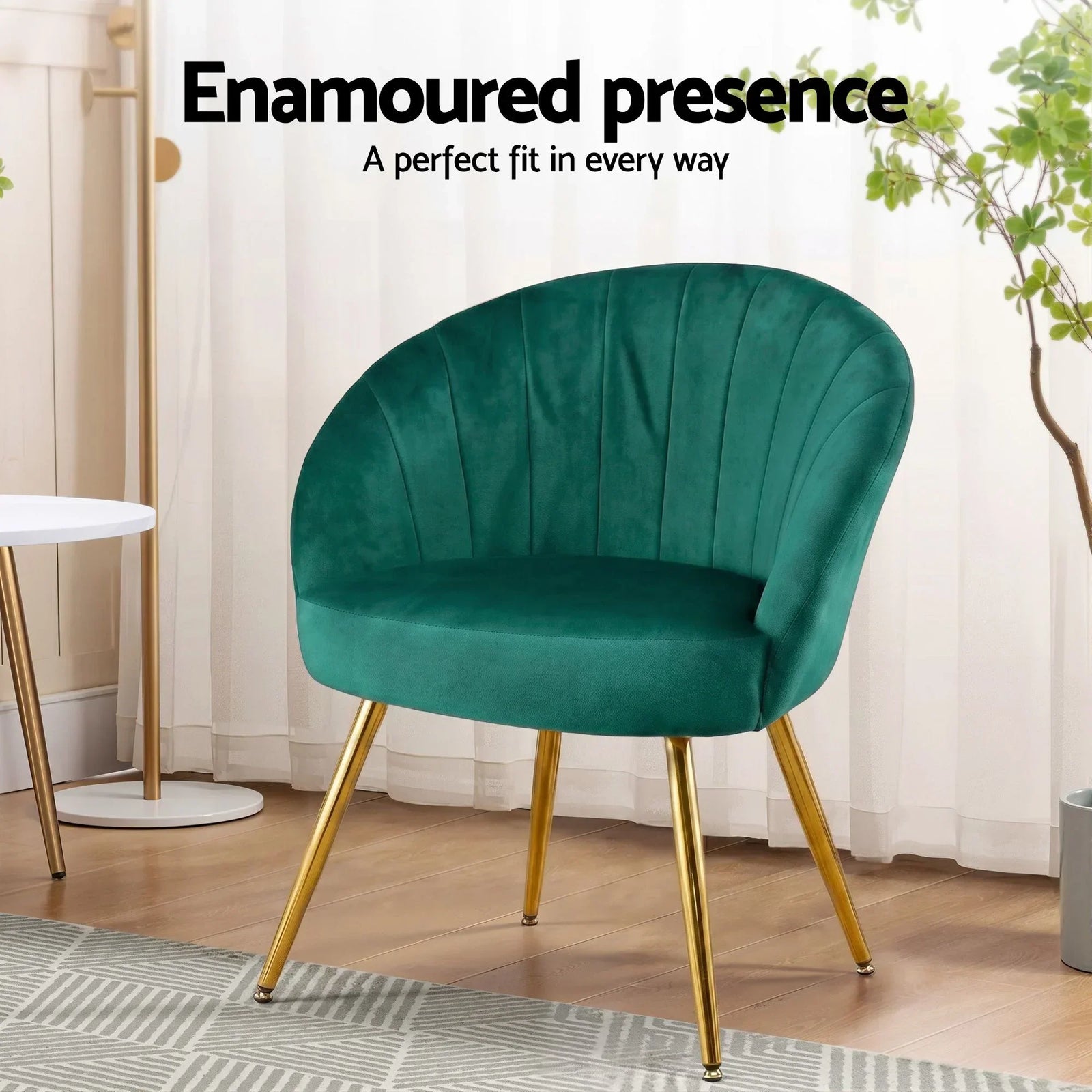 Green Velvet Accent Armchair Eloise Lounge Chair with Gold Legs