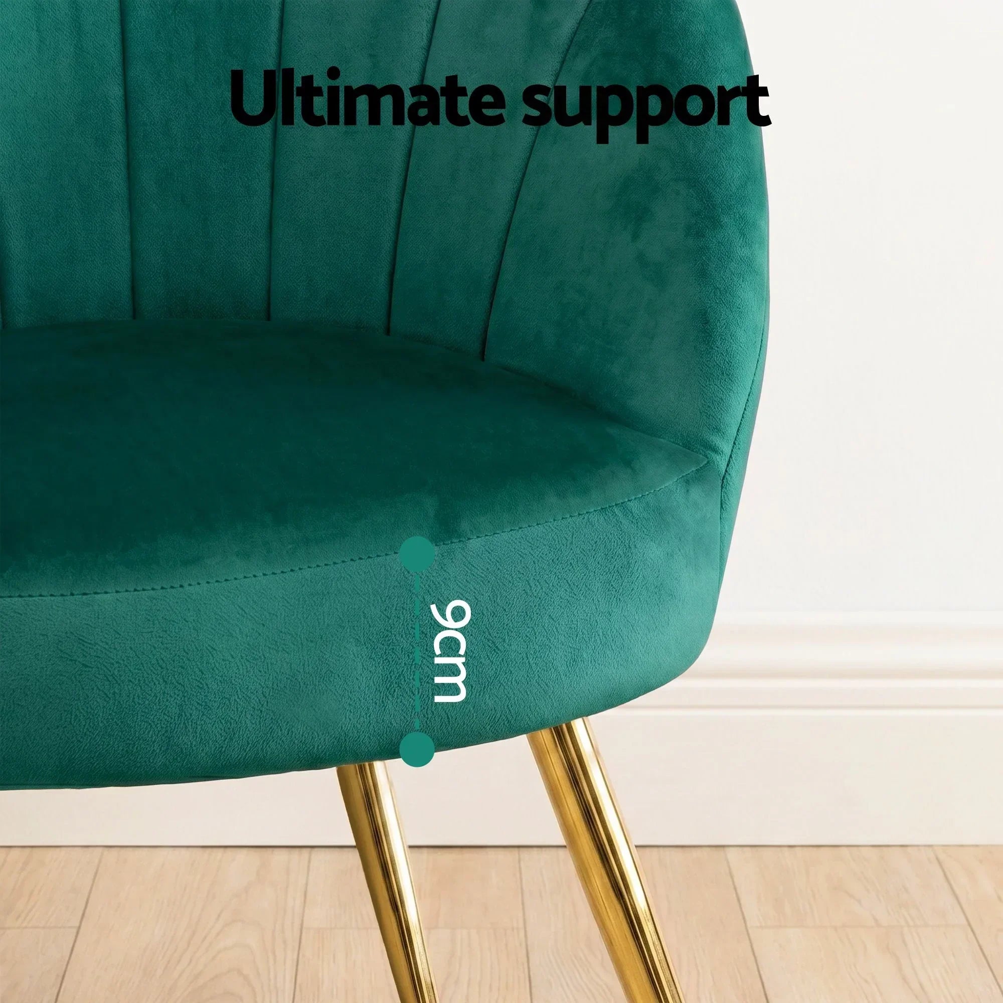 Green Velvet Accent Armchair Eloise Lounge Chair with Gold Legs