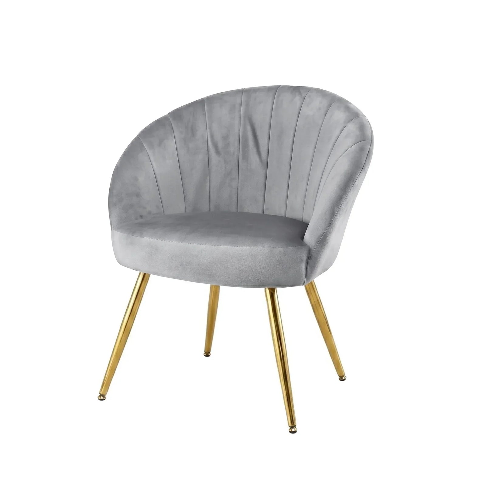 Eloise Armchair – Velvet Upholstery, Gold Splayed Legs, Wide Back, Grey
