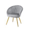 Eloise Armchair – Velvet Upholstery, Gold Splayed Legs, Wide Back, Grey