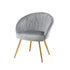 Eloise Armchair – Velvet Upholstery, Gold Splayed Legs, Wide Back, Grey