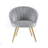 Eloise Armchair – Velvet Upholstery, Gold Splayed Legs, Wide Back, Grey