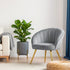 Eloise Armchair – Velvet Upholstery, Gold Splayed Legs, Wide Back, Grey