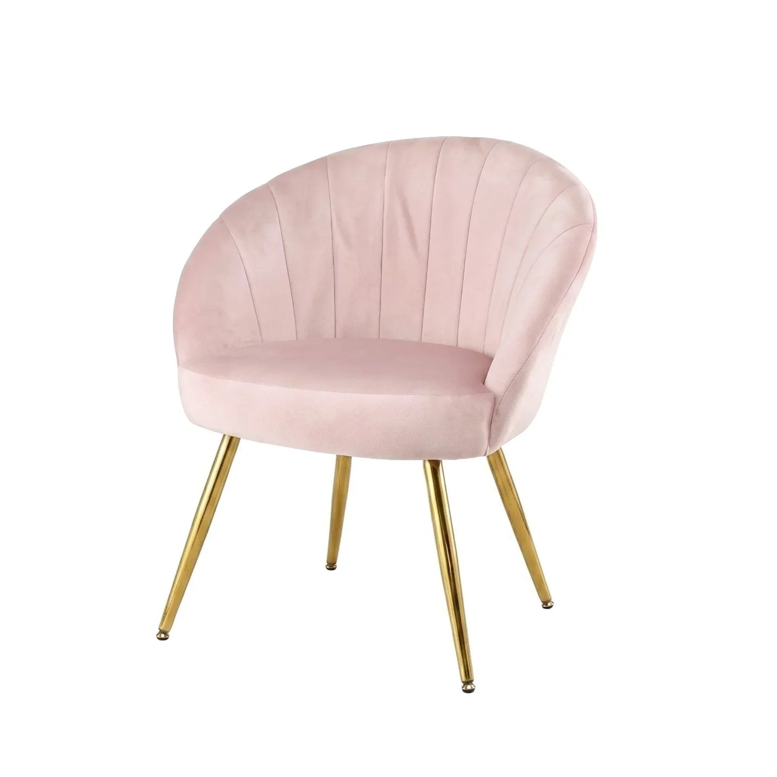 Eloise Armchair – Velvet Accent Chair, Wide Back, Gold Legs, Pink
