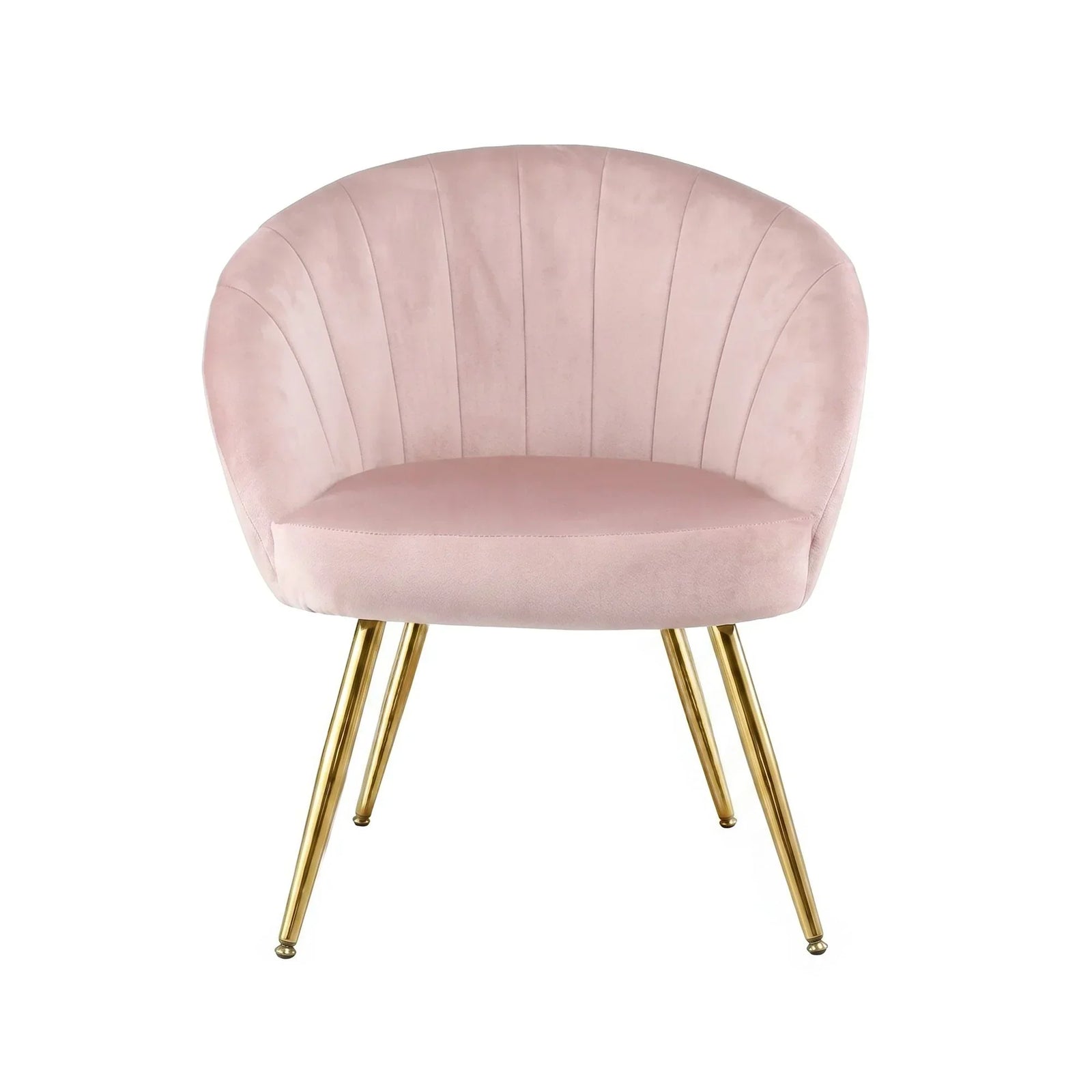 Eloise Armchair – Velvet Accent Chair, Wide Back, Gold Legs, Pink