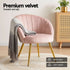 Eloise Armchair – Velvet Accent Chair, Wide Back, Gold Legs, Pink