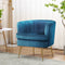 Norvia Velvet Armchair – Wide Back, Gold Legs, Navy, 150kg