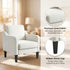 Linen Accent Armchair – Curved Armrests, Rubberwood Legs, Beige, 150kg
