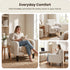 Linen Accent Armchair – Curved Armrests, Rubberwood Legs, Beige, 150kg